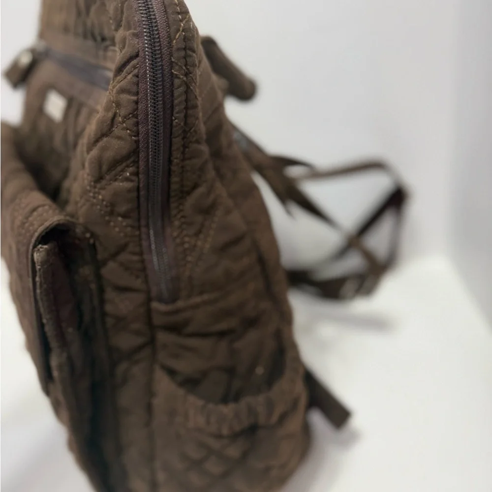 Vera Bradley Quilted Chocolate Brown Backpack, Magnetic Closure, Collegiate